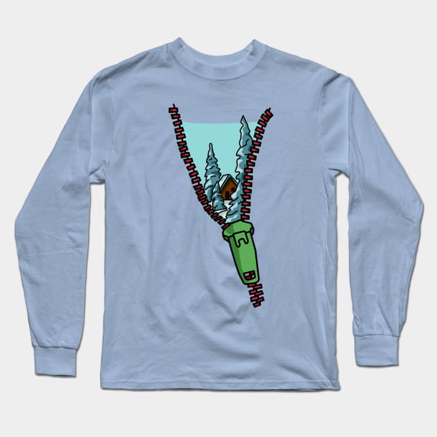 Zip Check: Journey to the North Pole Long Sleeve T-Shirt by Fun Funky Designs